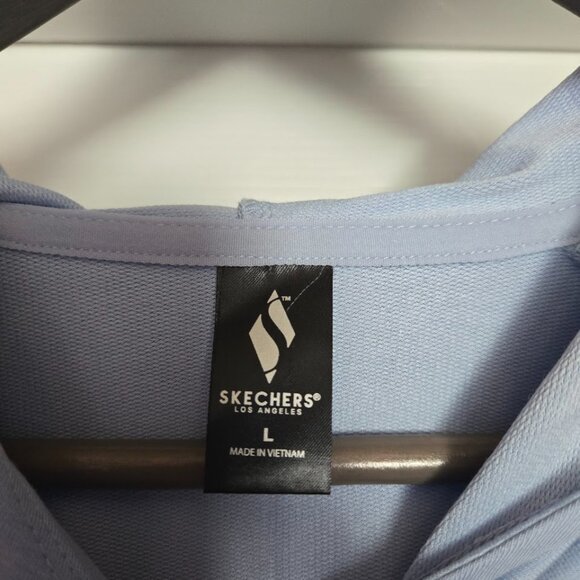 Skechers GoLounge Hooded Sweatshirt Hoodie Women’s Large Light Blue Thumbholes S - Picture 2 of 8